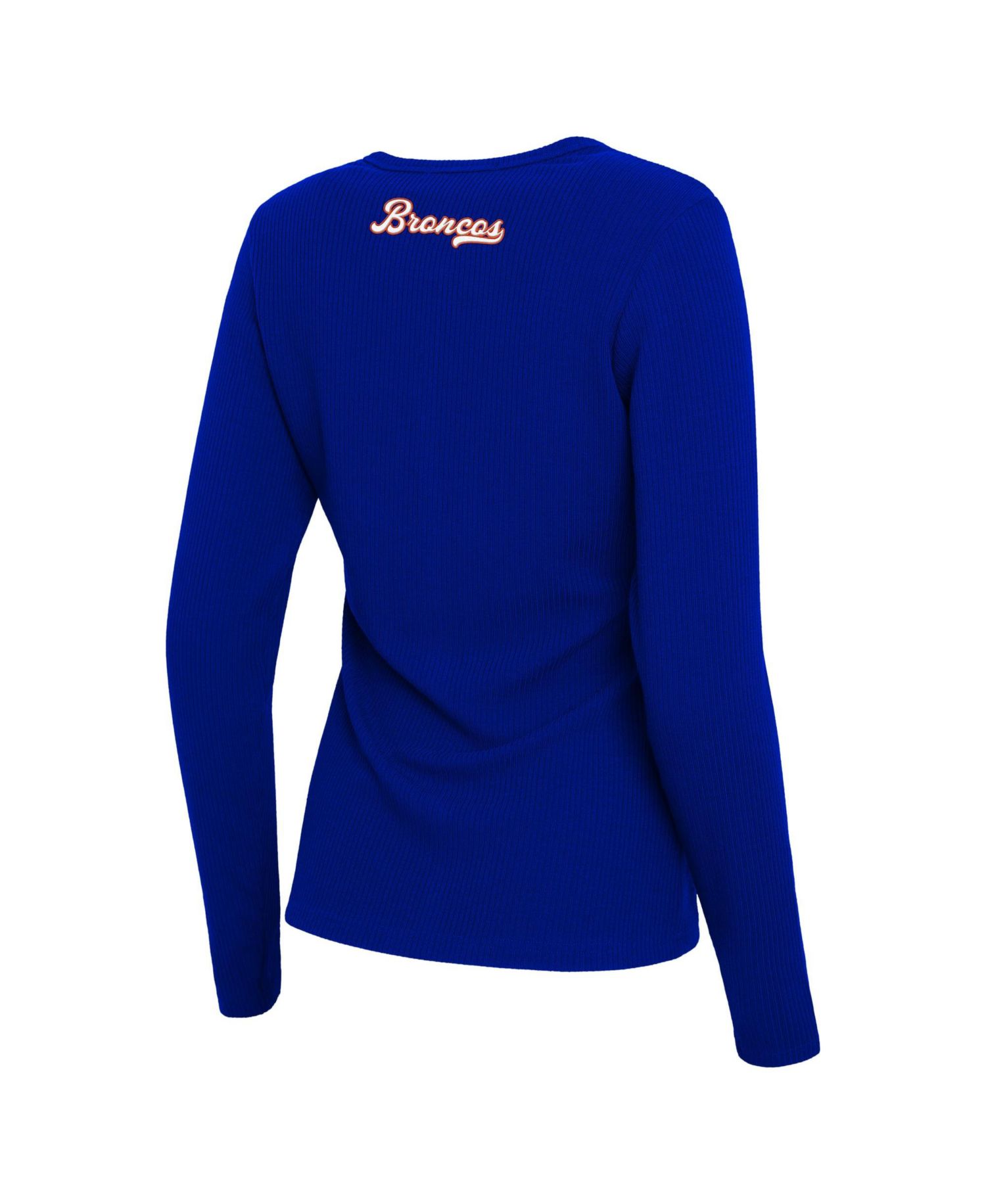 Women's Royal Denver Broncos Ribbed Full-Button Cardigan Sweater