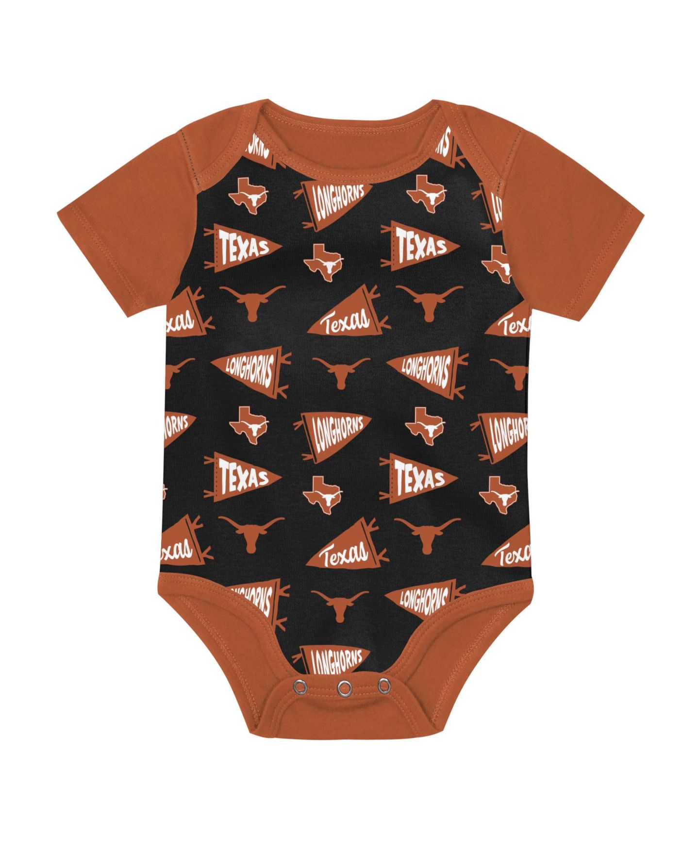 Outerstuff Baby Boys and Girls Texas Orange/Black/Gray Texas Longhorns Star Player Three-Piece Bodysuit Set — фото 2