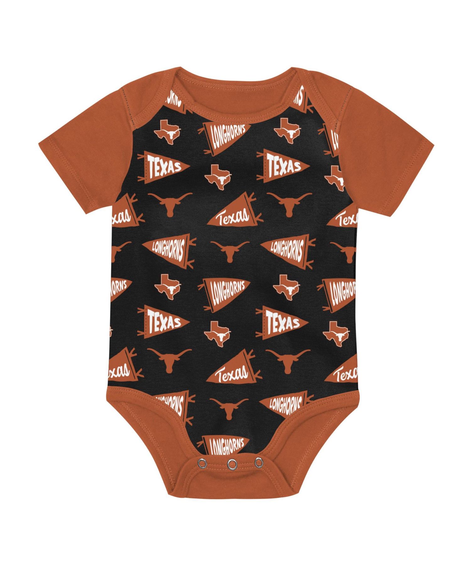 Baby Boys and Girls Texas Orange/Black/Gray Texas Longhorns Star Player Three-Piece Bodysuit Set