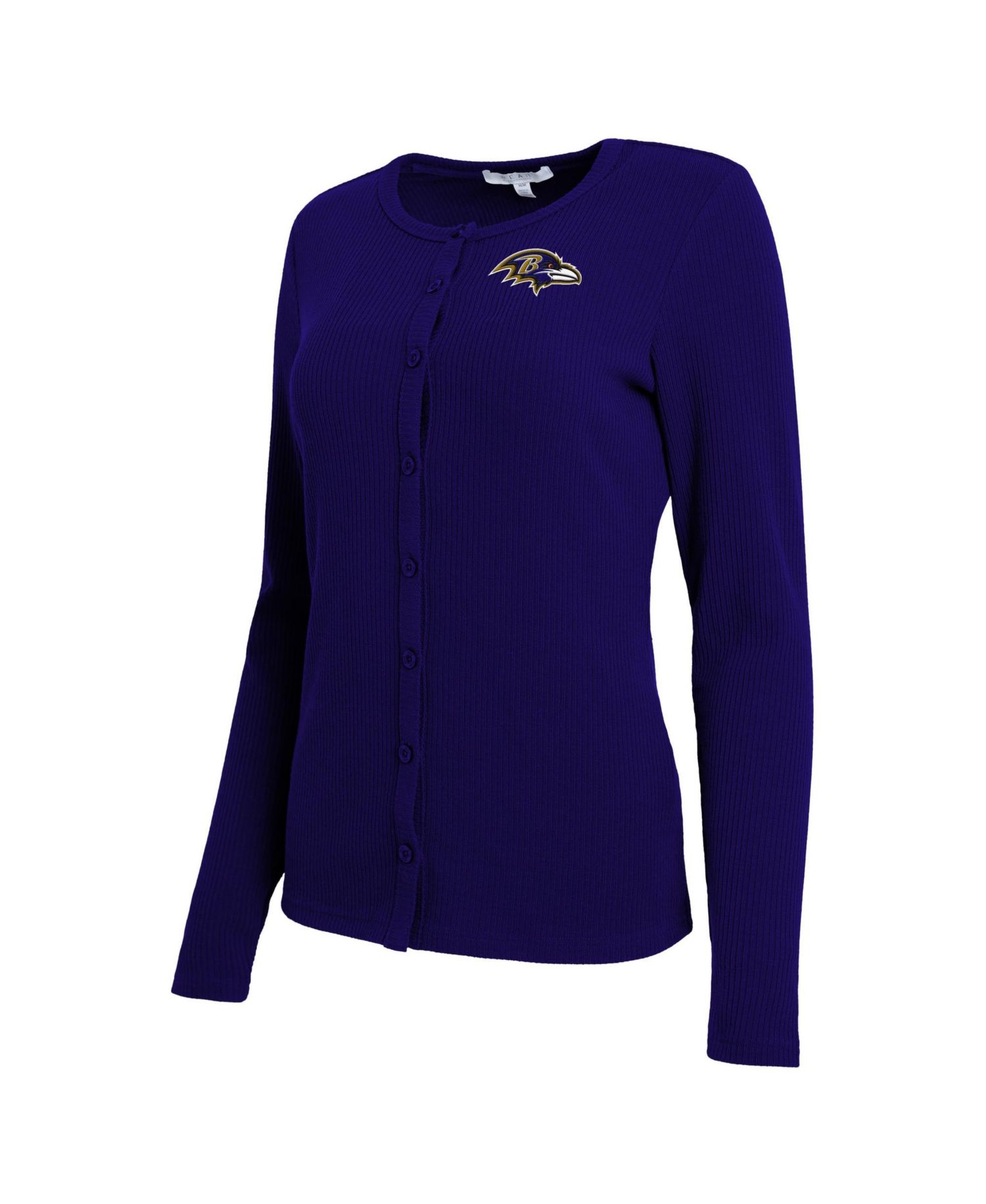Women's Purple Baltimore Ravens Ribbed Full-Button Cardigan Sweater