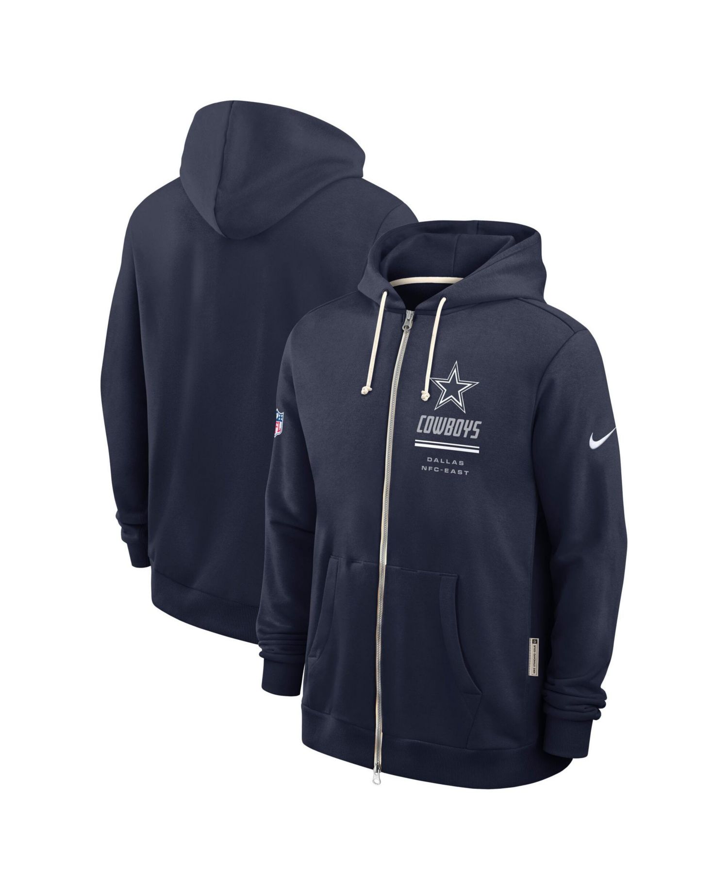Men's Navy Dallas Cowboys Sideline Standard Issue Quarterback Scramble Dri-FIT Full-Zip Hoodie