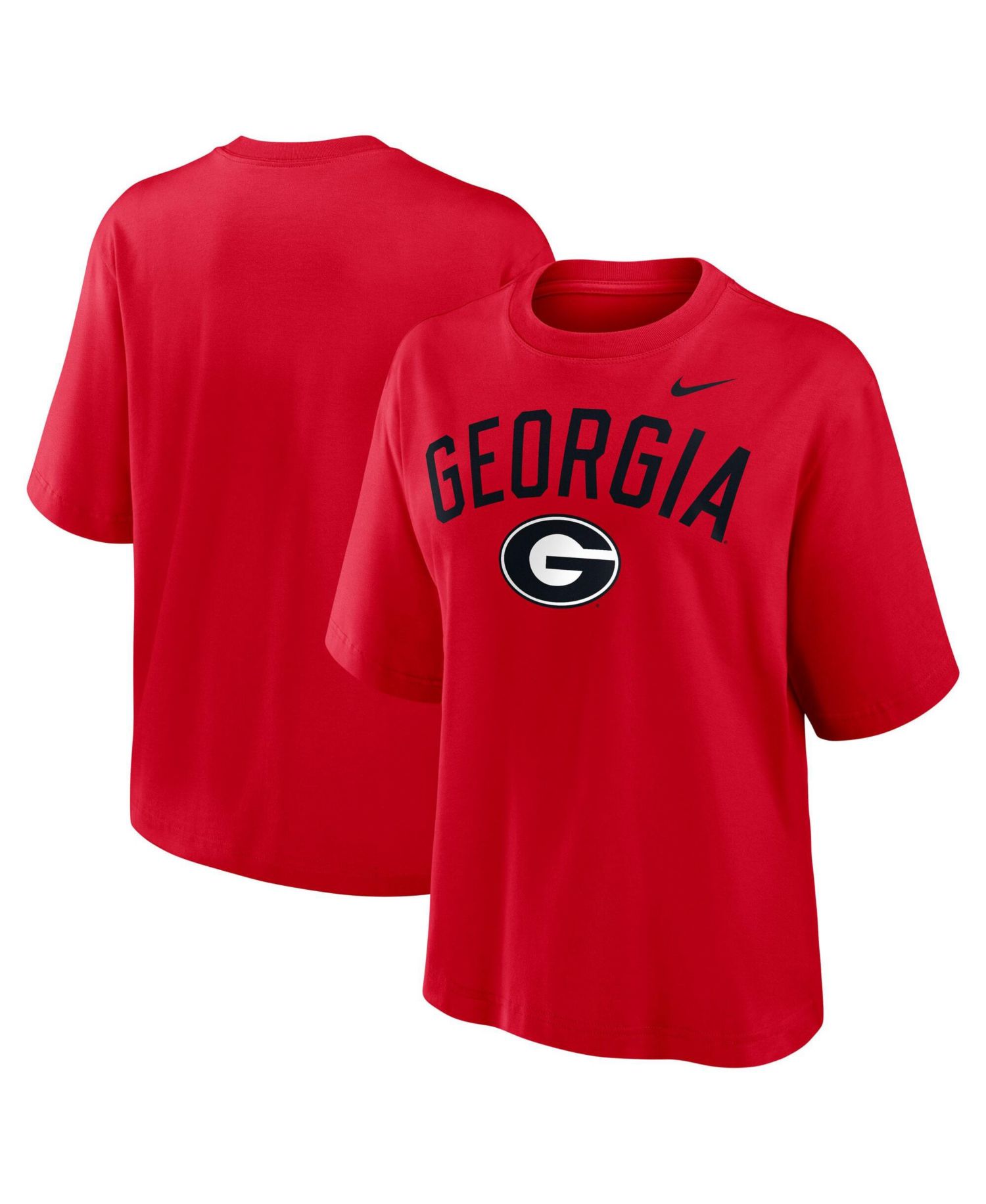 Women's Red Georgia Bulldogs Arch Logo Boxy T-Shirt