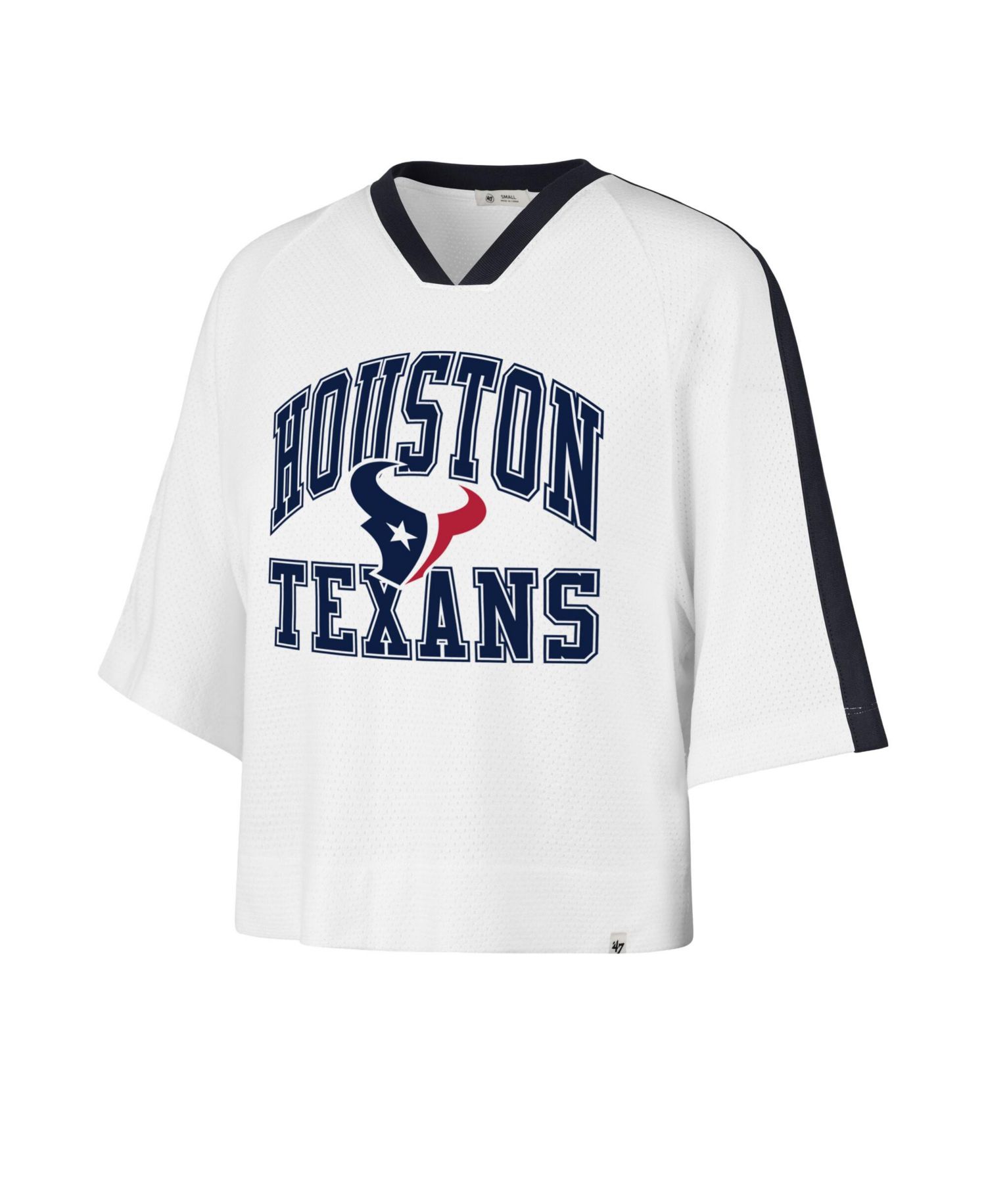 47 Brand Women's '47 White Houston Texans Big Overarch Drop Needle Raglan V-Neck T-Shirt
