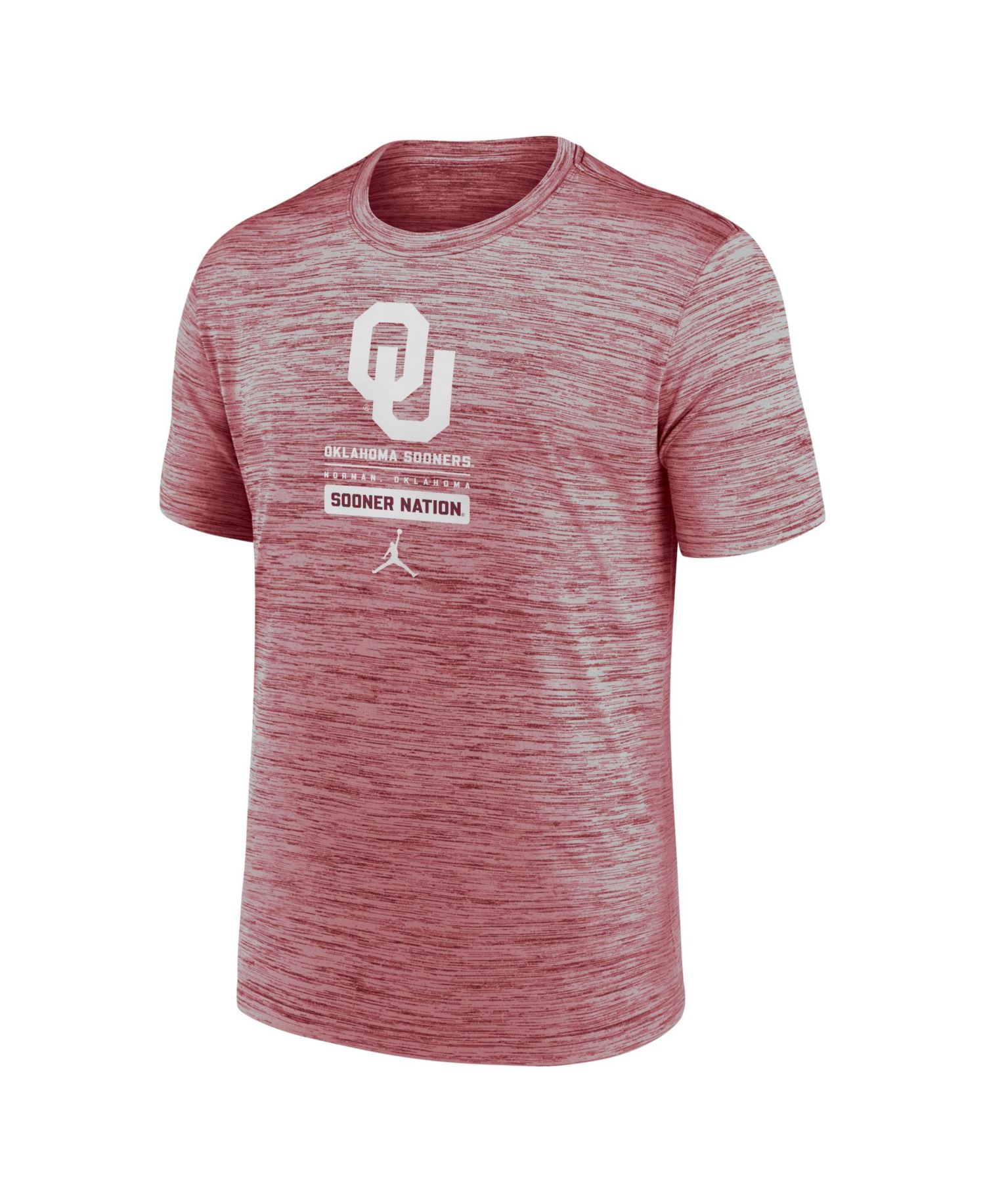 Men's Crimson Oklahoma Sooners Campus Center Block Velocity Performance T-Shirt