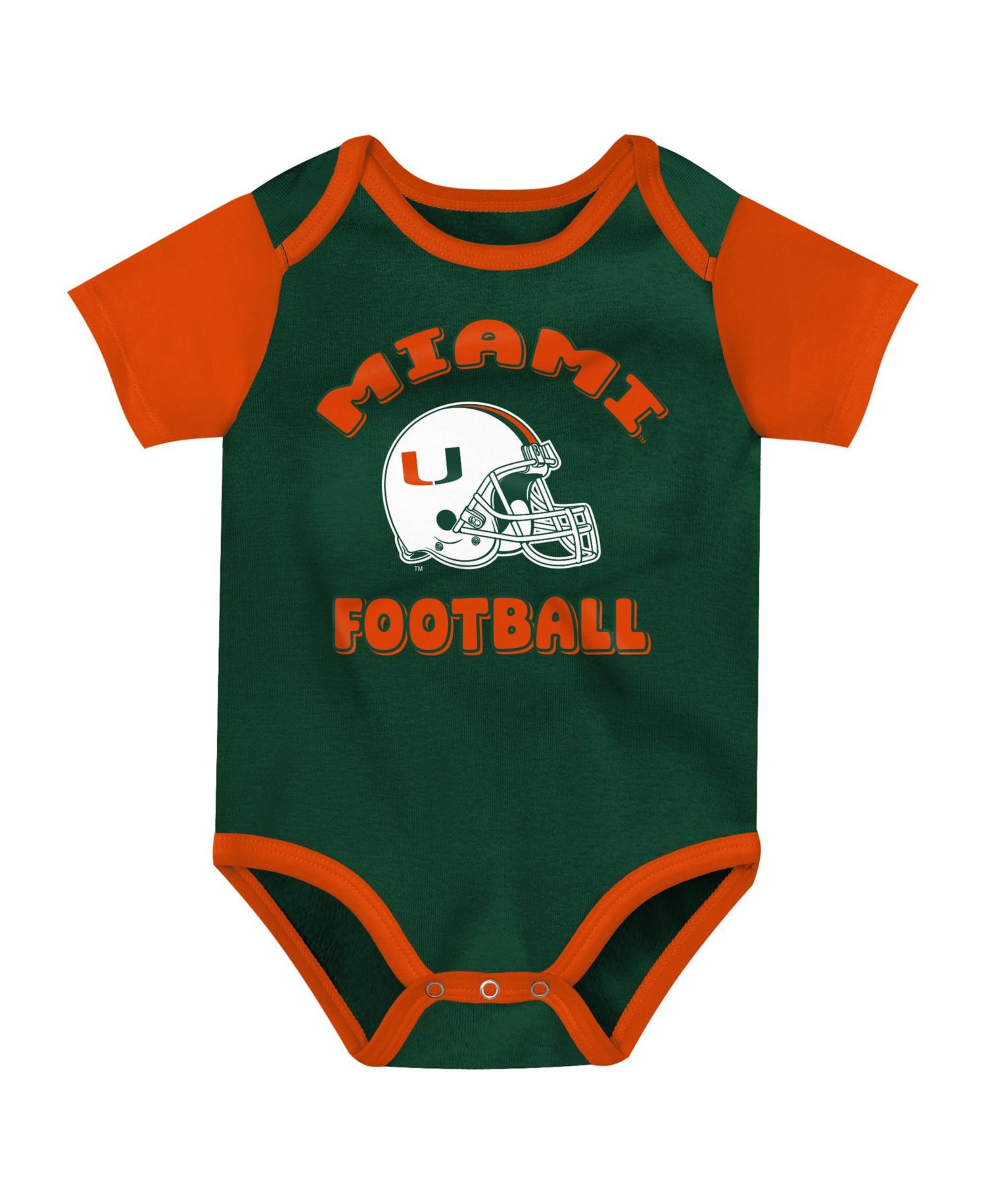 Baby Boys and Girls Green Miami Hurricanes Star Player Three-Piece Bodysuit Set
