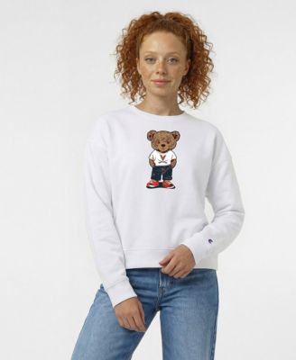 Women's White Virginia Cavaliers Teddy Bear Fleece Sweatshirt