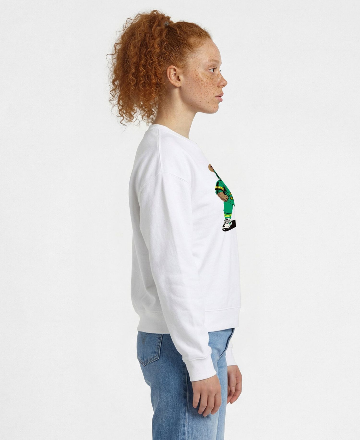 Women's White Oregon Ducks Teddy Bear Sweatshirt