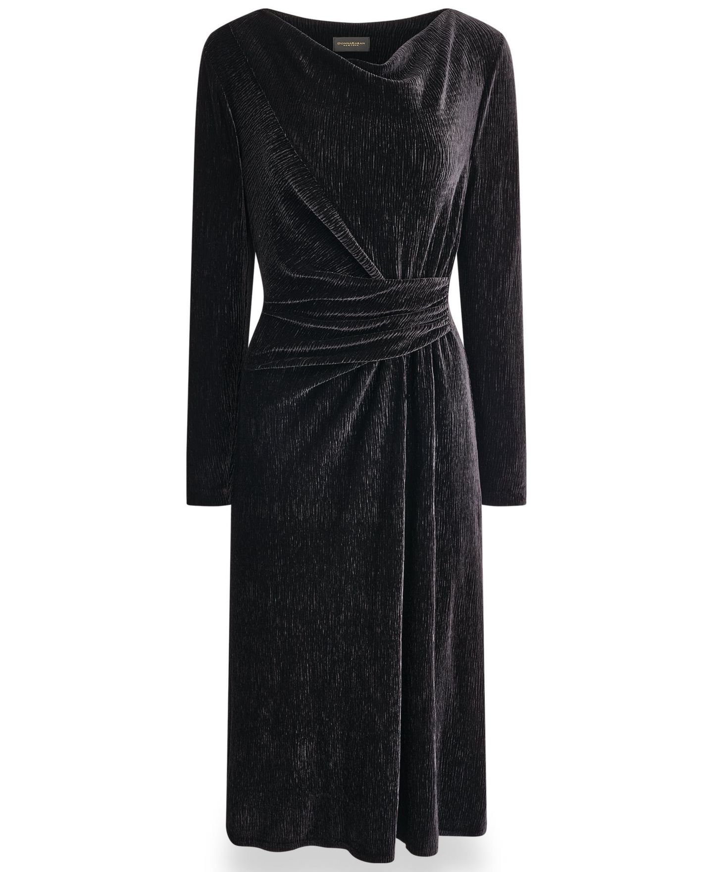 Женское бархатное платье Donna Karan New York А-силуэта с воротником-хомутом, цвет: Чёрный — фото 5