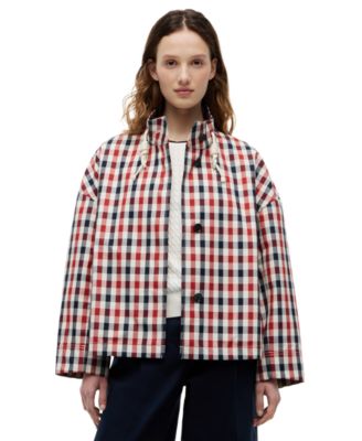 Women's Cotton-Blend Checked Parka Jacket