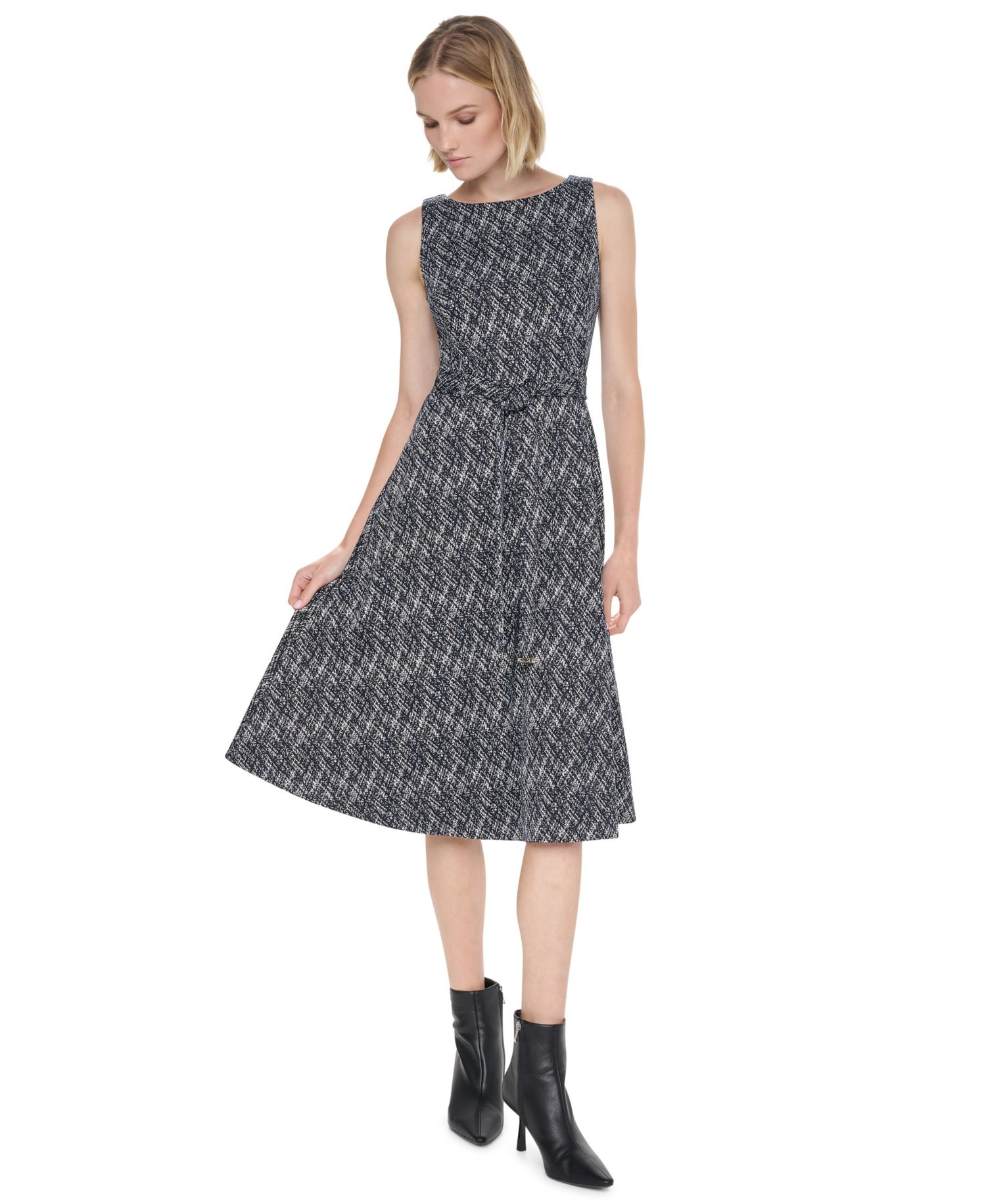 Women's Sleeveless Midi Fit-and-Flare Dress
