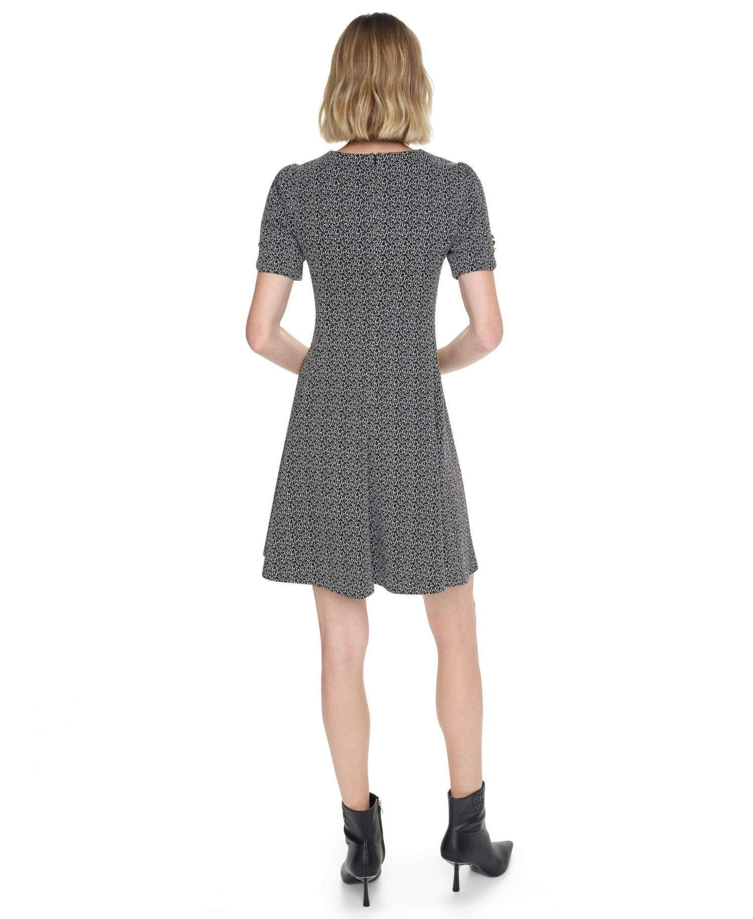 Women's Short-Sleeve Fit and Flare Dress with Pockets