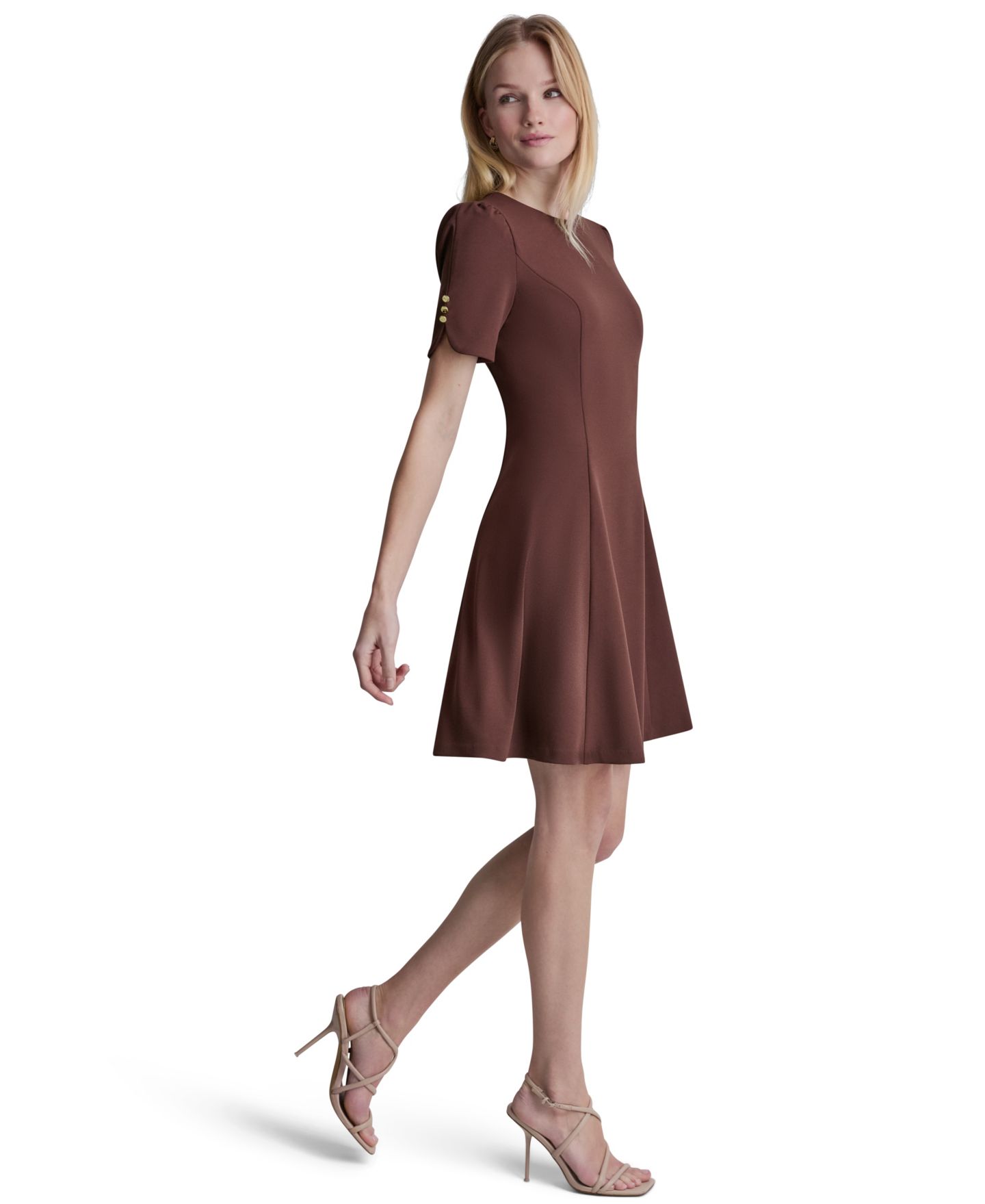 Женское платье DKNY с круглым вырезом и коротким рукавом, цвет: Java — фото 3