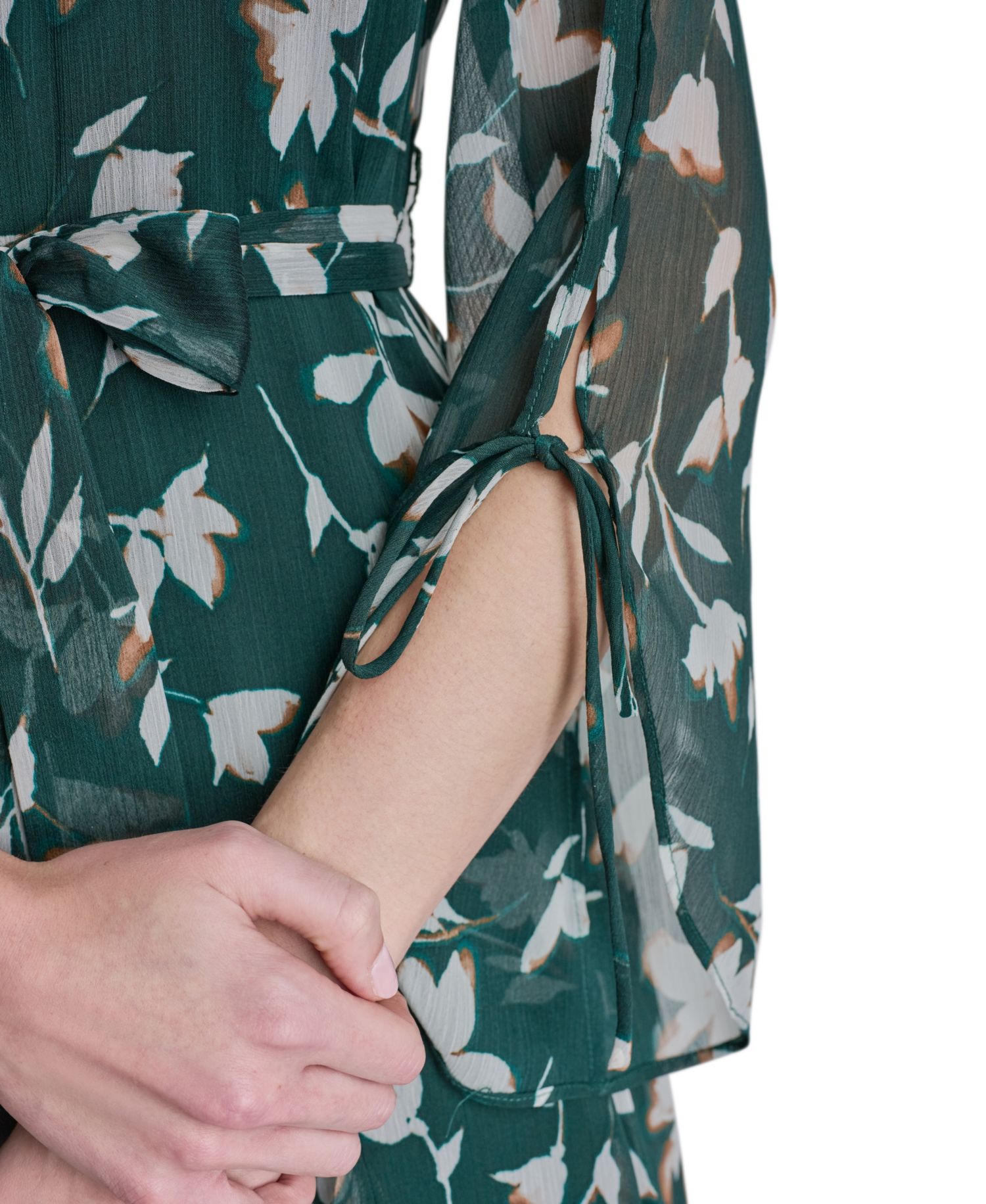 Women's Long-Sleeve A-Line Floral-Print Dress