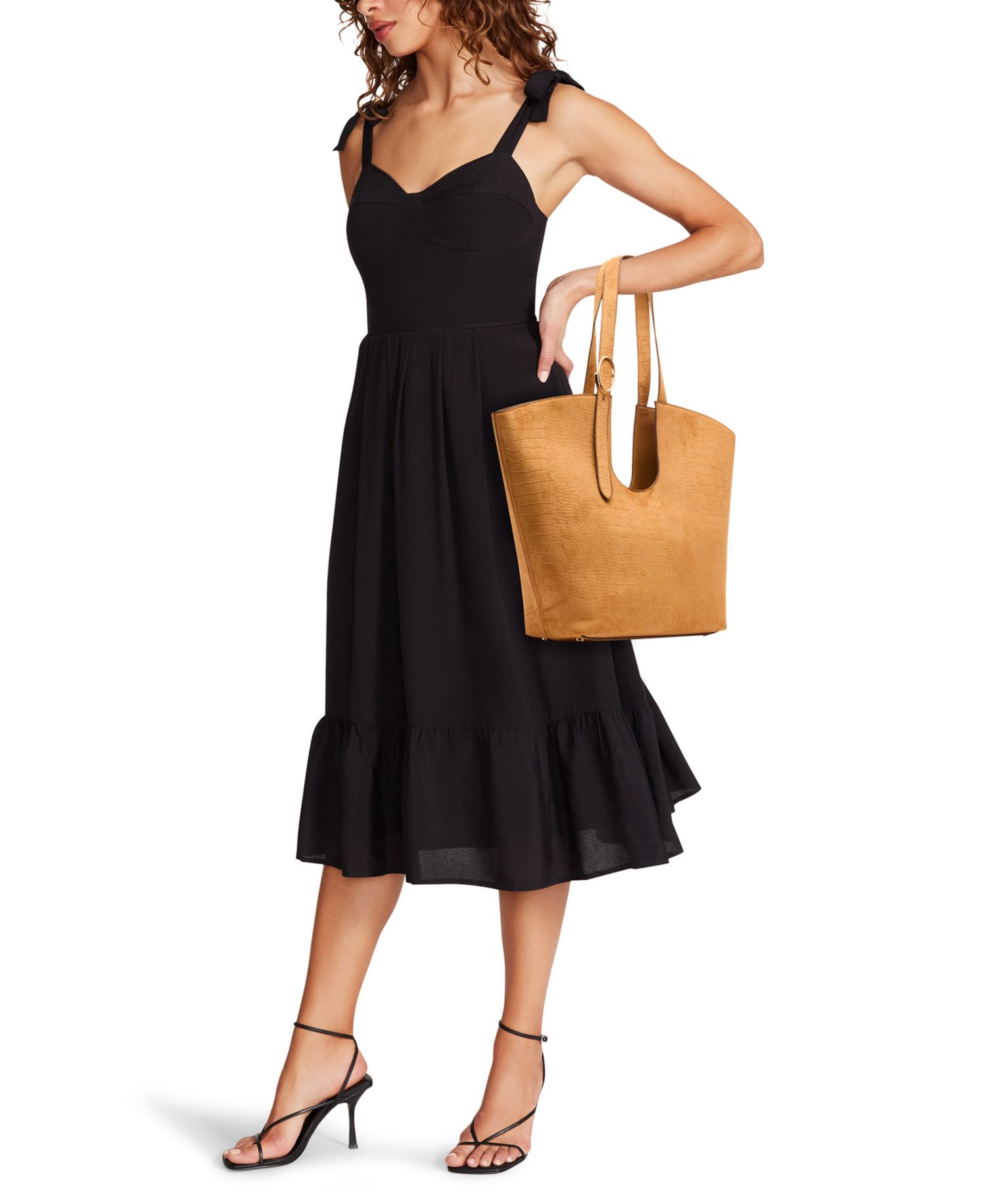 Women's Faux Suede Croc Emboss Tote with Pouch