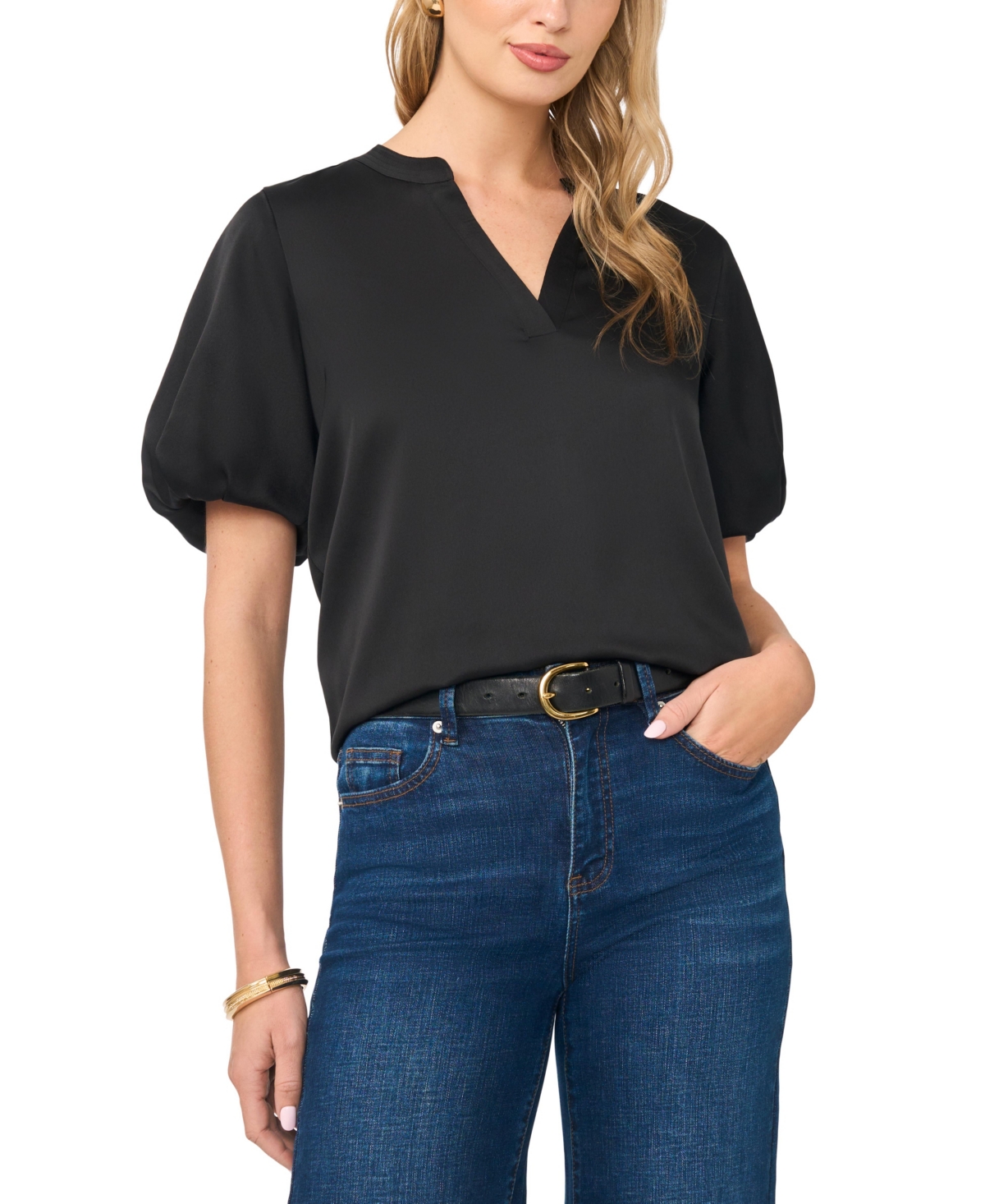 Vince Camuto Women's V-Neck Puff-Sleeve Top
