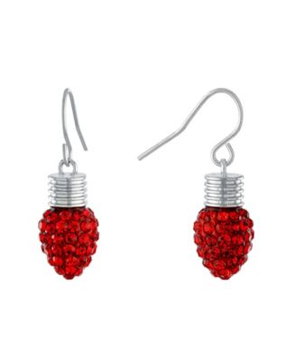 Crystal Silver-Tone Christmas Chandelier Dangle Earrings