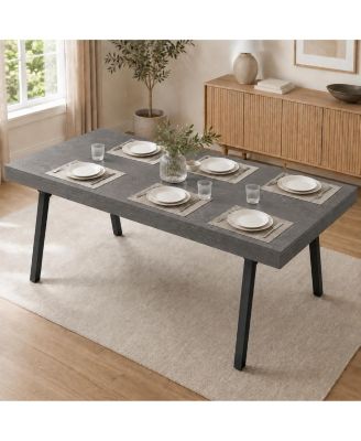 71" Large Dining Table for 4 6 Persons, Industrial Rectangular Kitchen Table with Sturdy Metal Frame and Wood Top for Dining Room