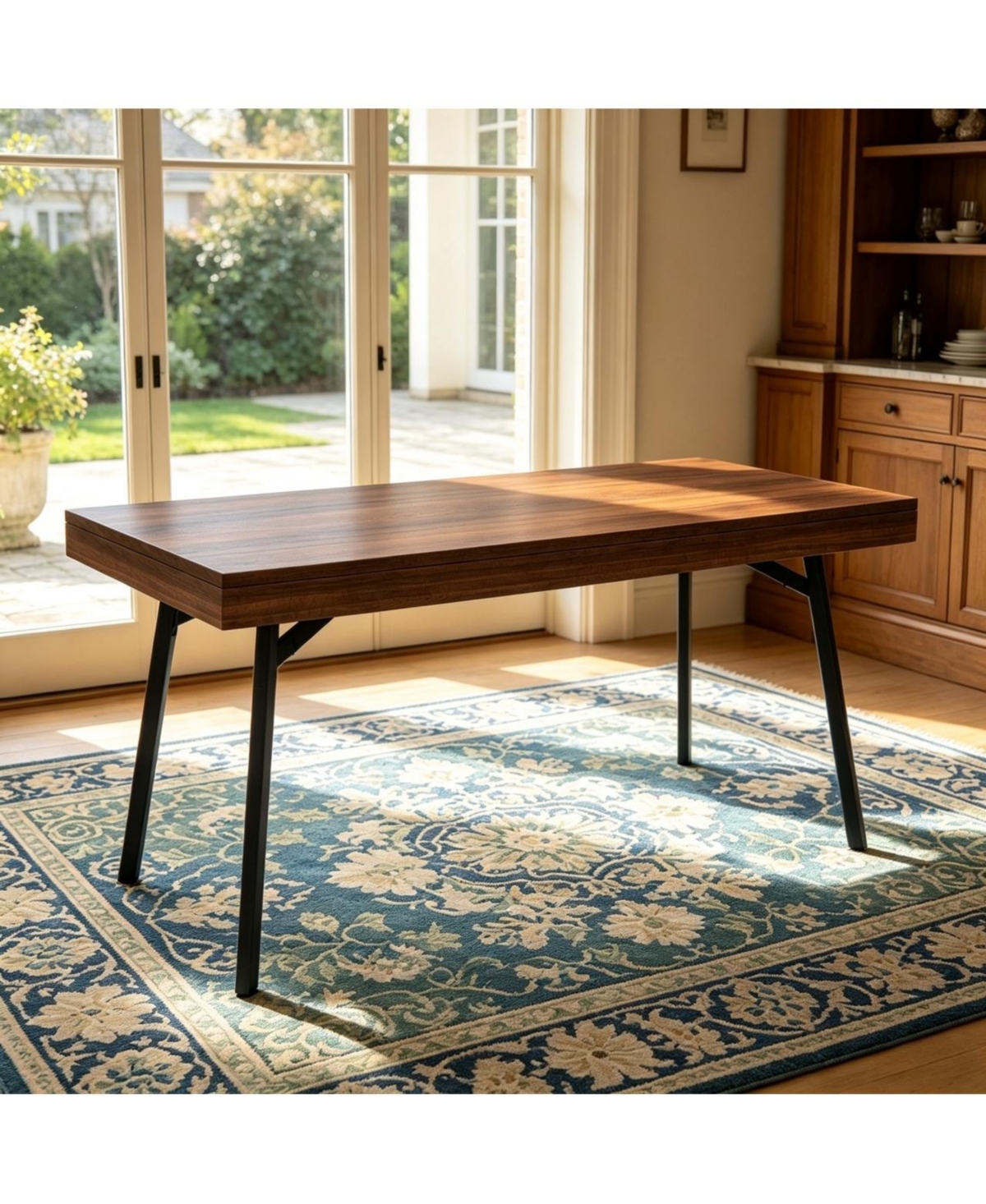 homfan 71" Large Dining Table for 4 6 Persons, Industrial Rectangular Kitchen Table with Sturdy Metal Frame and Wood Top for Dining Room - Dark Brown