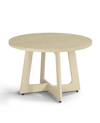 47 Inch Round Wood Dining Table Seats 4-6 MDF Finish Pedestal Base Modern Farmhouse for Kitchen Dining Room