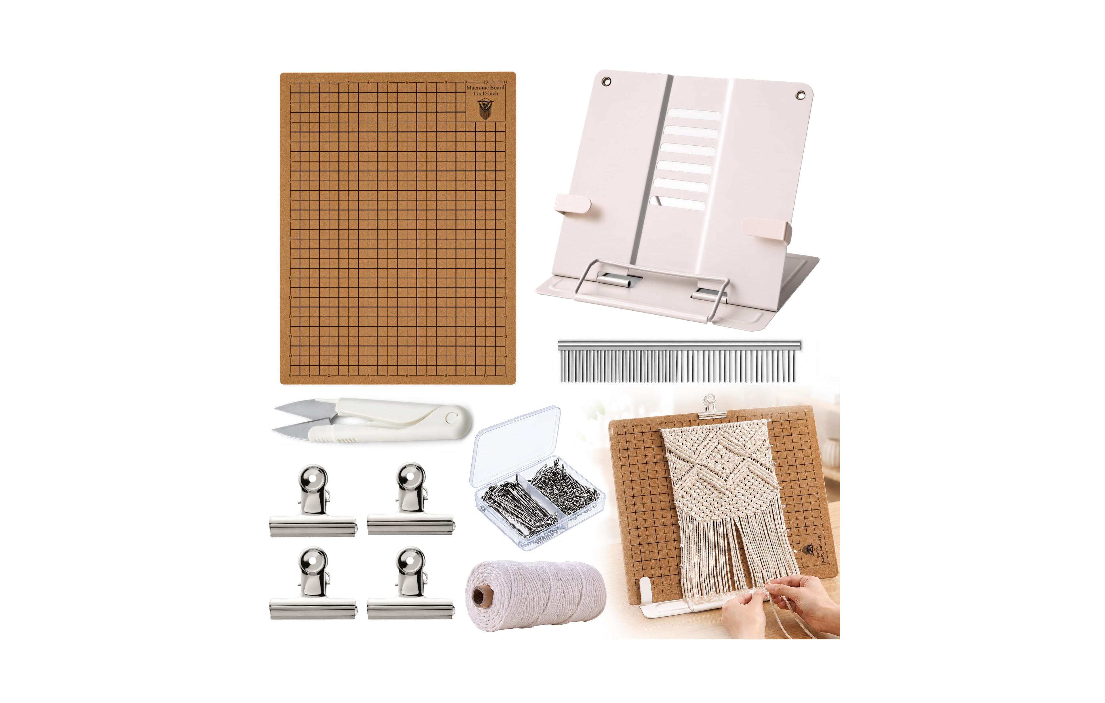 Aeelike 110 Pcs Macrame Board Kit with Adjustable Holder T-pins Cord for Bracelet Knotting
