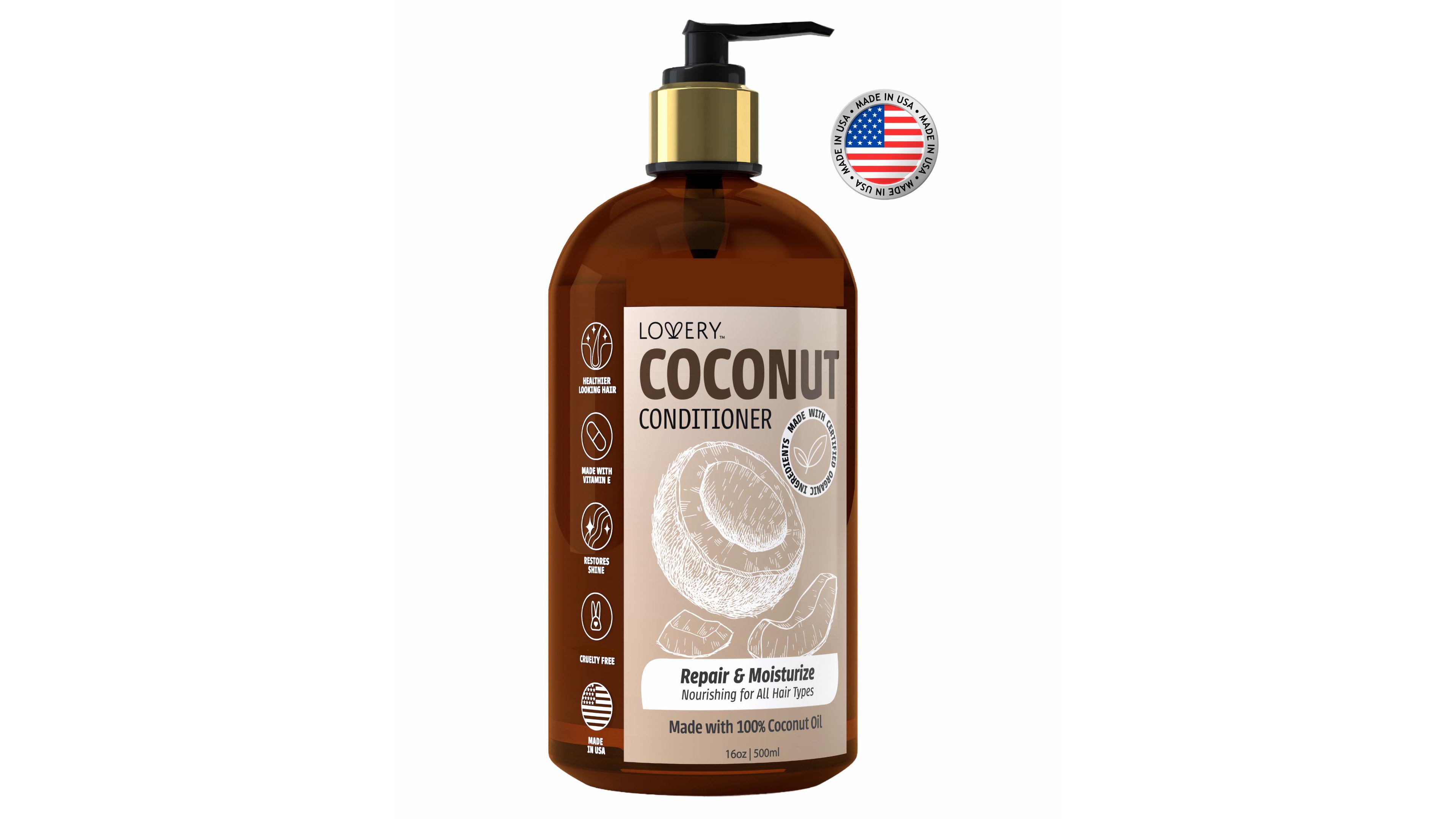 Lovery Coconut Conditioner, Hair Care with Coconut, Argan and Jojoba Oils, Vitamin E, Shea Butter, Paraben-Free, 16 fl oz