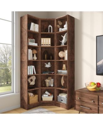 6-Tier Corner Bookshelf - 3-in-1 Tall Open Cube Storage Shelf for Living Room, Home Office and Bedroom