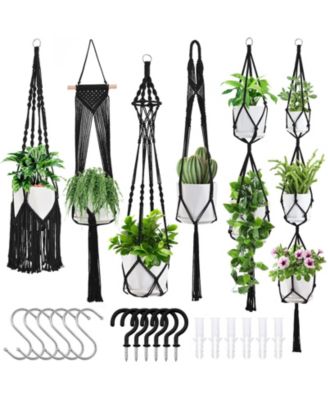 6 Pack Macrame Hanging Planters Indoor Outdoor Plant Hangers