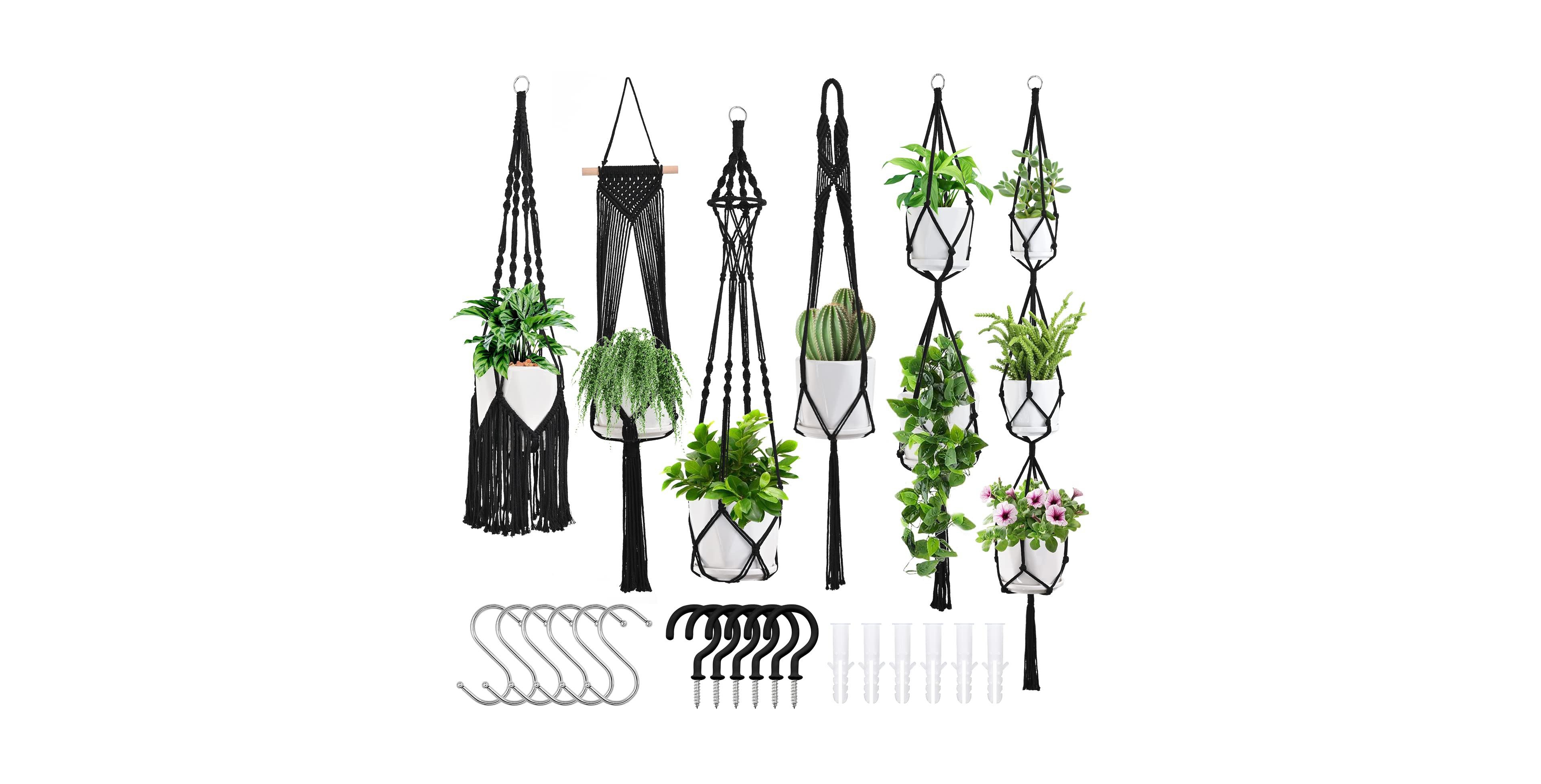Aeelike 6 Pack Macrame Hanging Planters Indoor Outdoor Plant Hangers