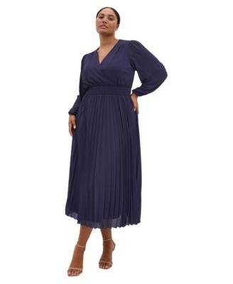 Plus Size Georgina Pleated Wrap Fit-and-Flare Maxi Dress