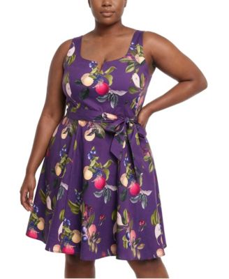 Plus Size Retro Chic Fit & Flare Floral-Print Knee-Length Dress