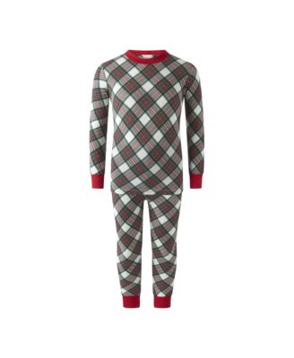 Boys' and Girls' Tartan Jersey Holiday Long-Sleeve Pajamas, 2-Piece Set