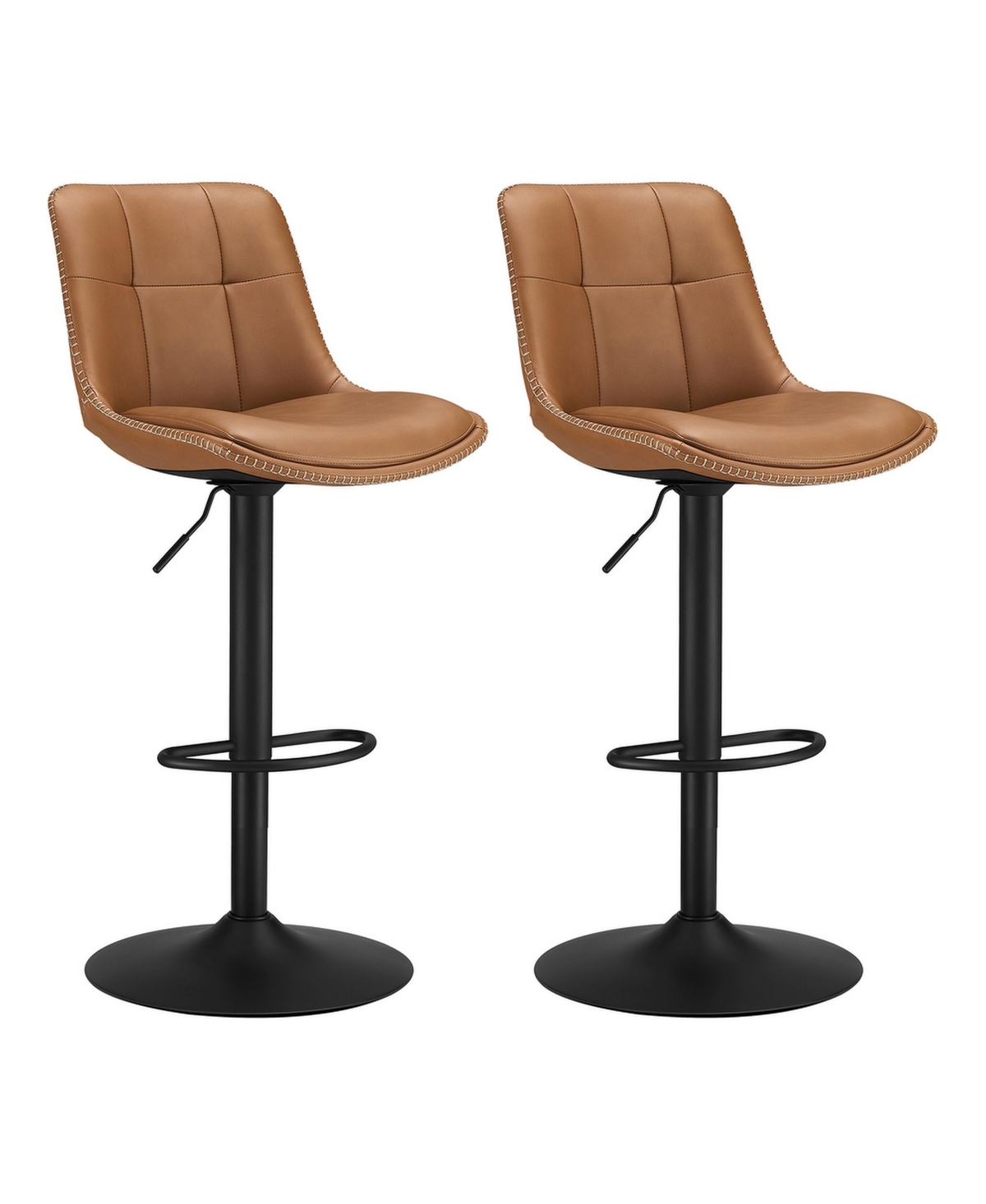 Slickblue Swivel Bar Stools Set of 2 with Adjustable Height - Caramel Brown