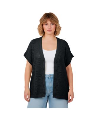 Women's Short Sleeve Button Front Cardigan