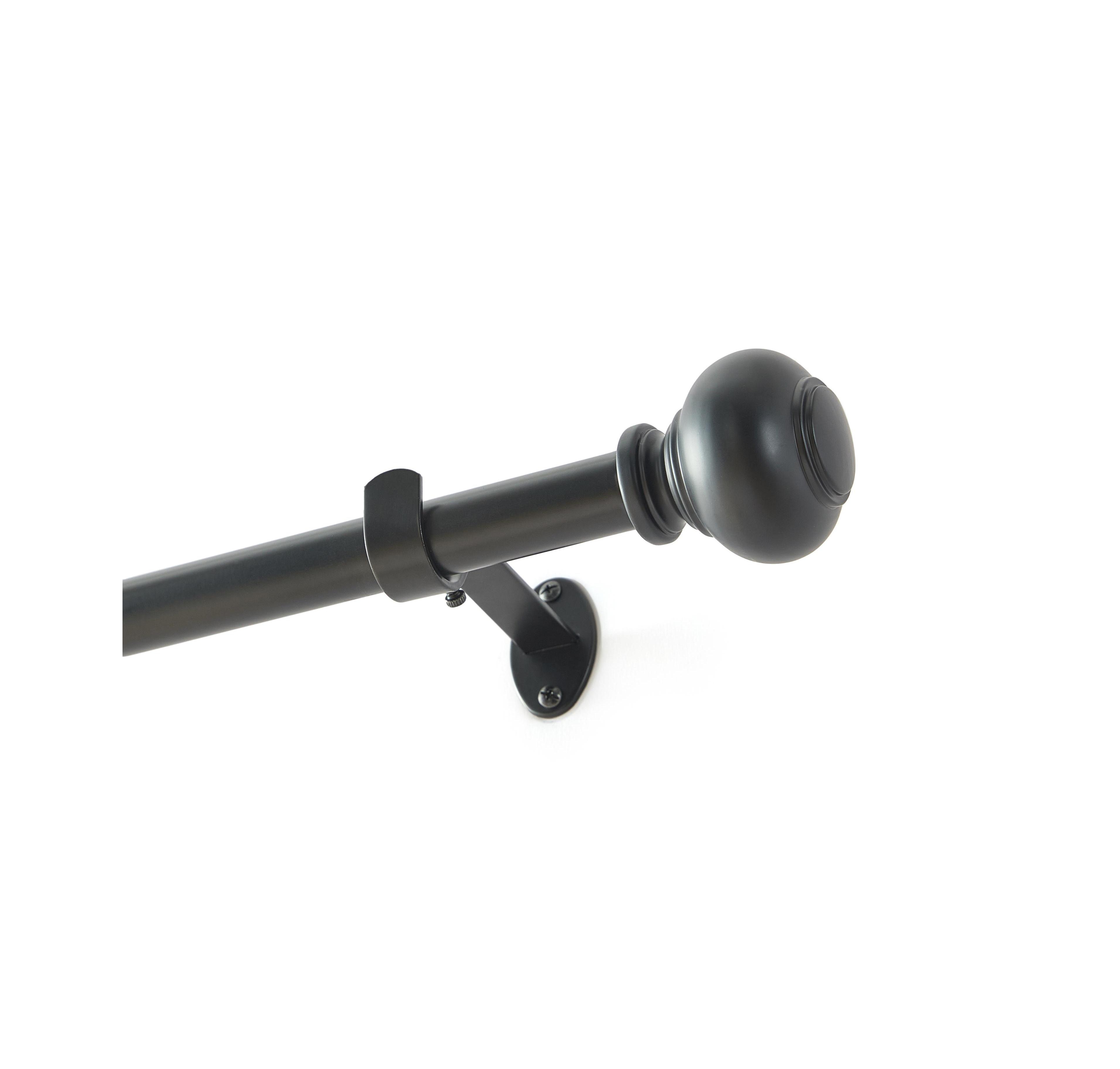 Threadmade Greenwich 1" Single Curtain Rod with Spherical Ball Finial