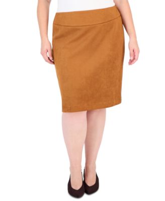 Plus Size High-Waisted Faux Suede Skirt