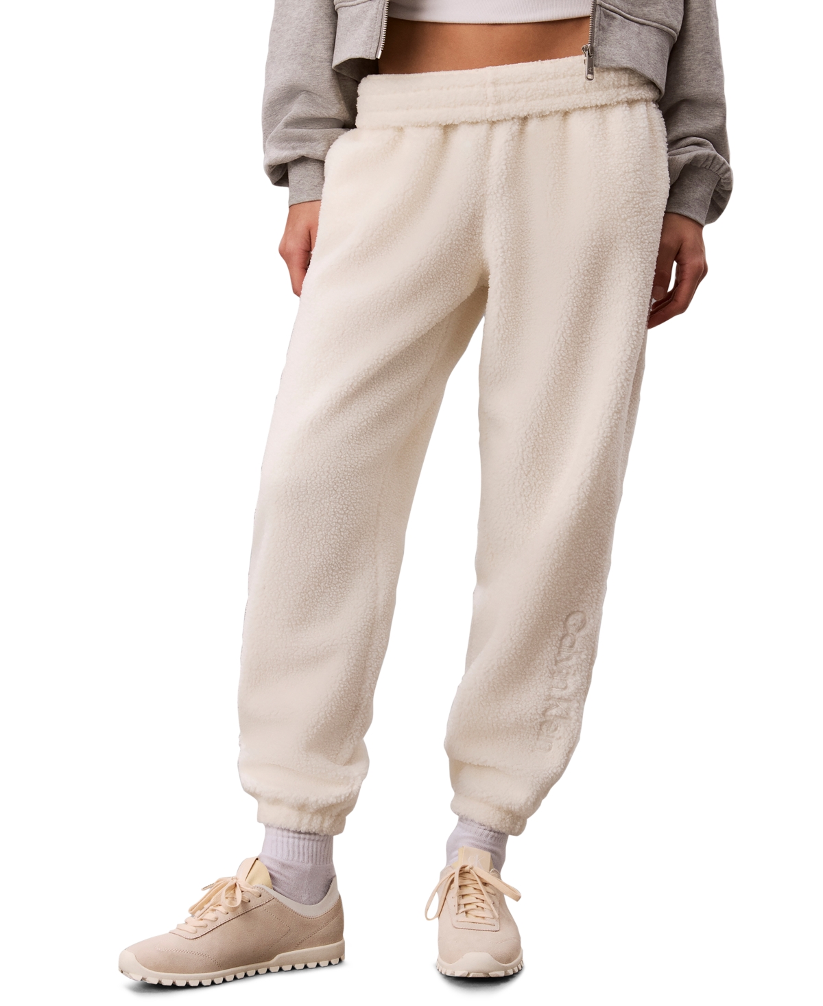 Calvin Klein Performance Women's Sherpa Pull-On Mid-Rise Joggers - Tofu