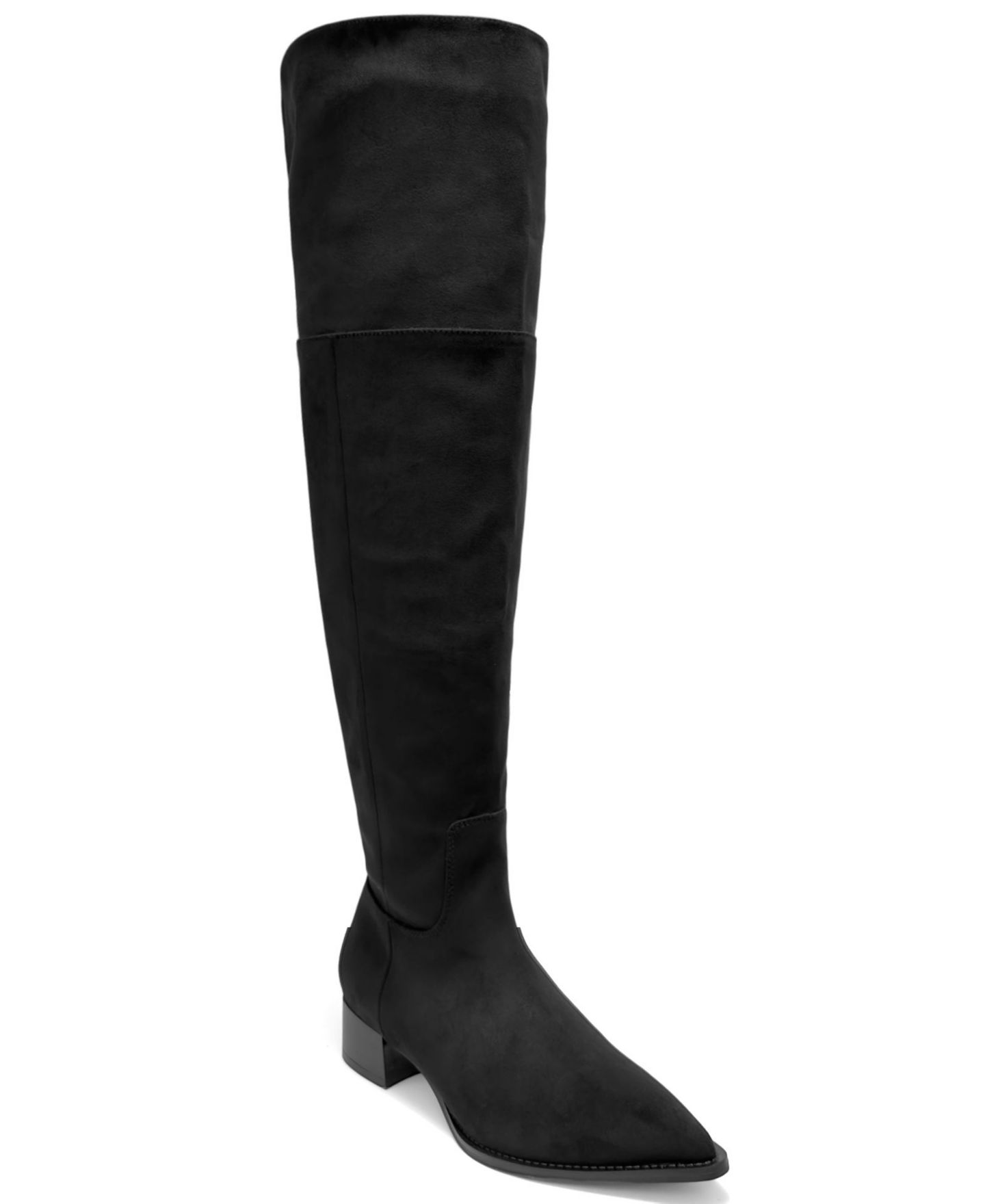 Женские ботинки Aerosoles Maven Over-the-Knee Pointed-Toe Block-Heel Faux Suede, цвет: Чёрный искусственный замшевый — фото 1