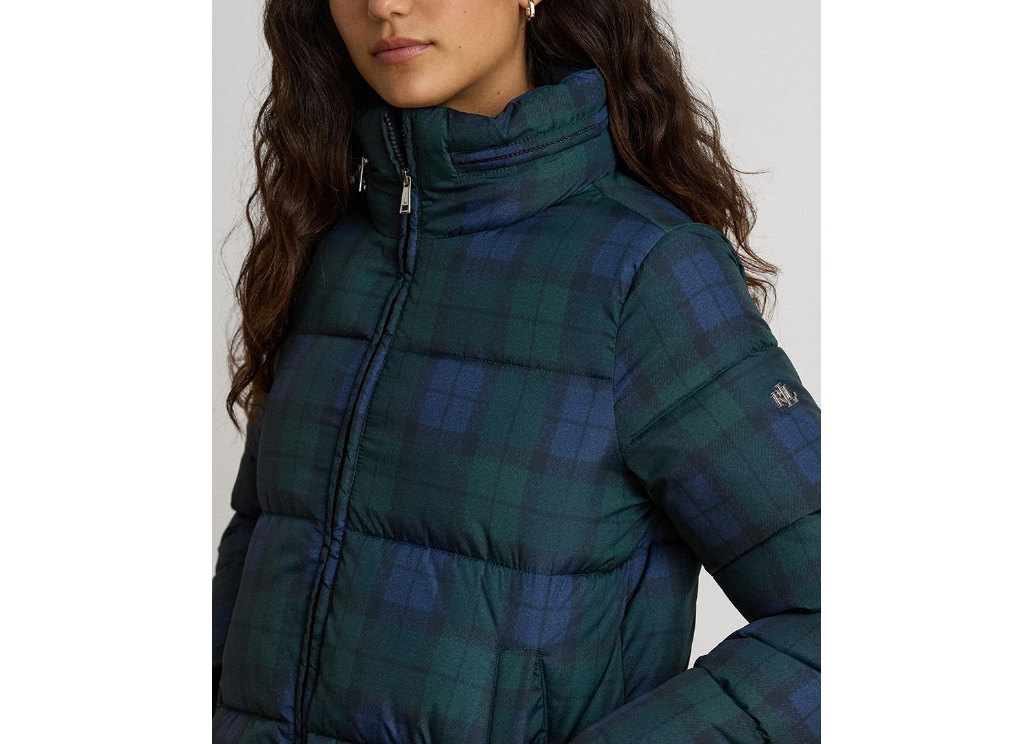 Women's Plaid Insulated Short Puffer Coat
