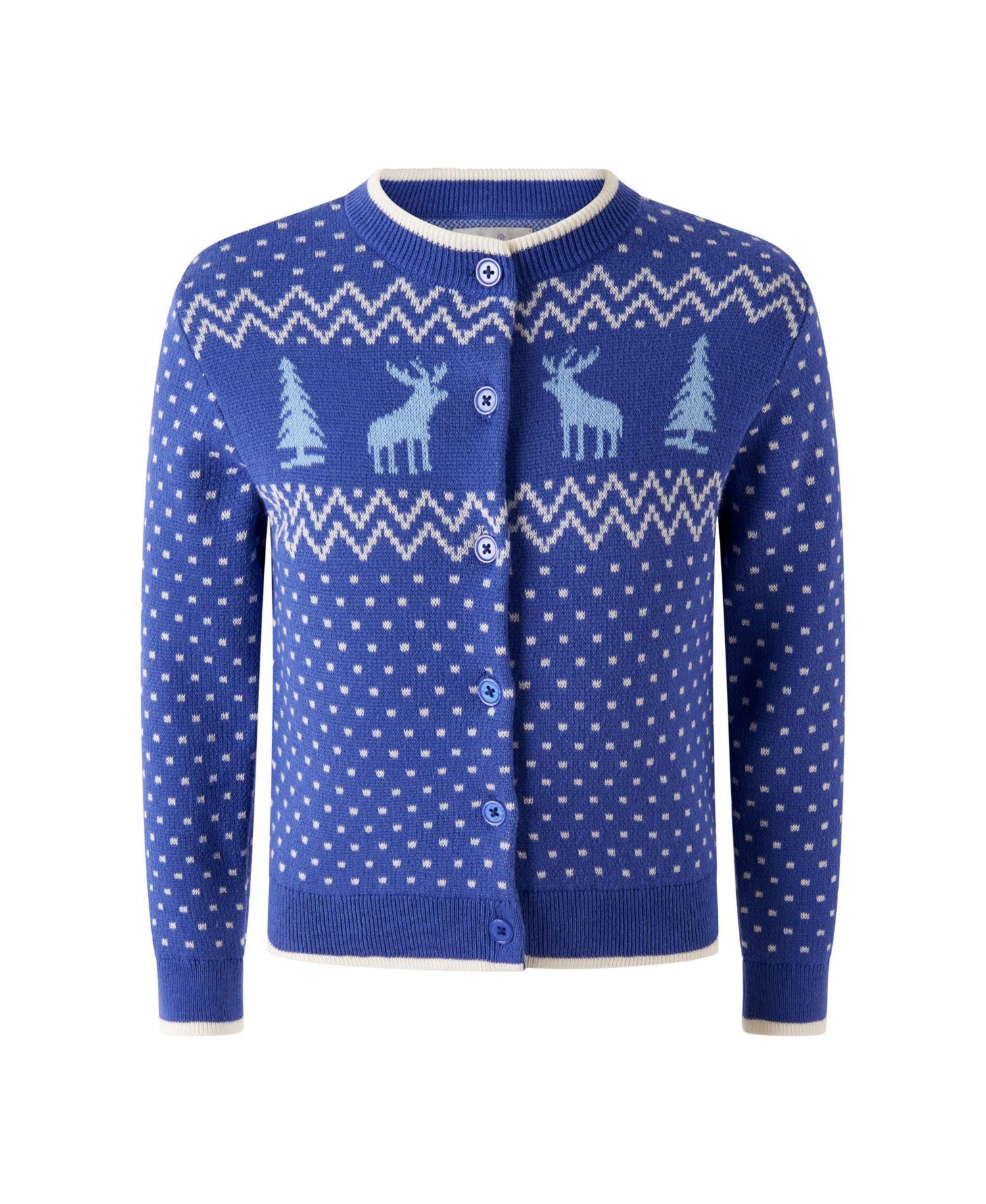 Girls' 2T-10 Chalet Intarsia Fair Isle Cardigan