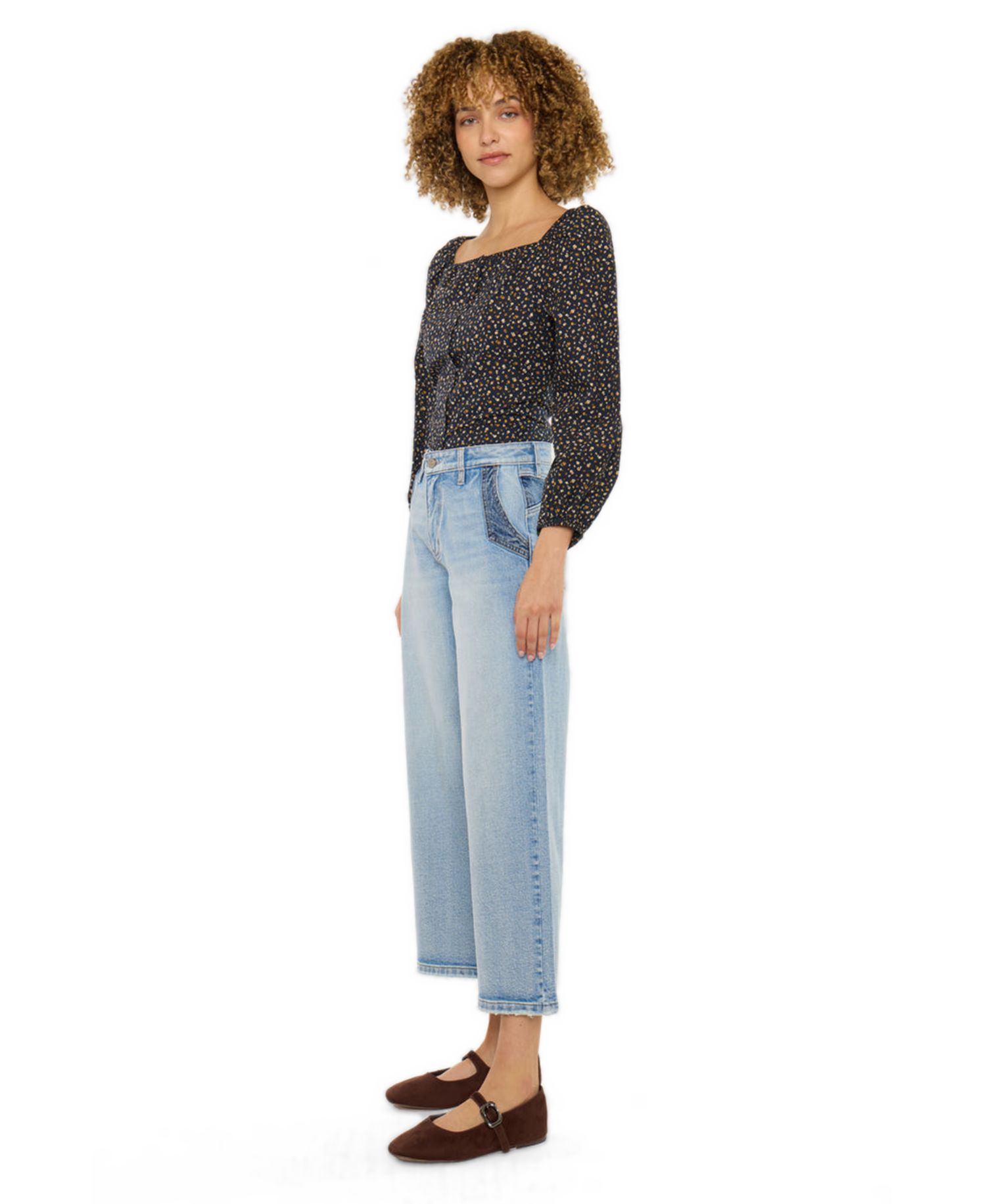 Women's Lorinne High Rise Cropped Wide Leg Jeans
