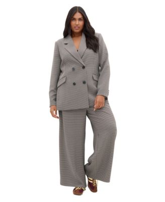 Plus Size Tiana Double-Breasted Plaid Jacket