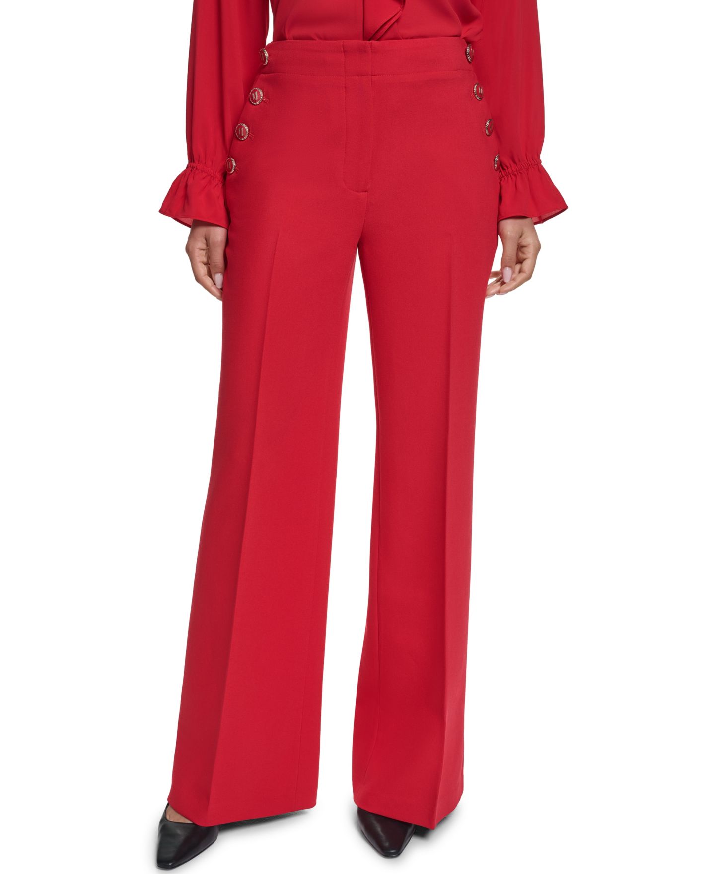 Женские брюки KARL LAGERFELD PARIS KL674 Woven Wide Leg, цвет: Красный — фото 1