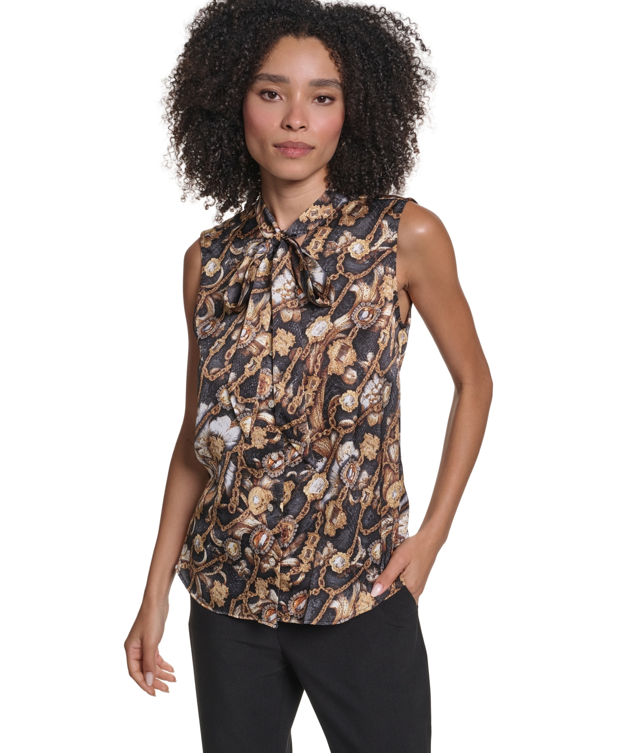 Karl Lagerfeld Paris Womens Cropped Woven Jacket Karl Lagerfeld Paris Womens Sleeveless Tie Neck Blouse Karl Lagerfeld Paris Womens High Waisted Penci