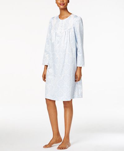Miss Elaine Lace-Trimmed Printed Nightgown