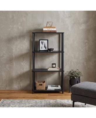 Metal and Wood Four Tier Etagere Bookcase