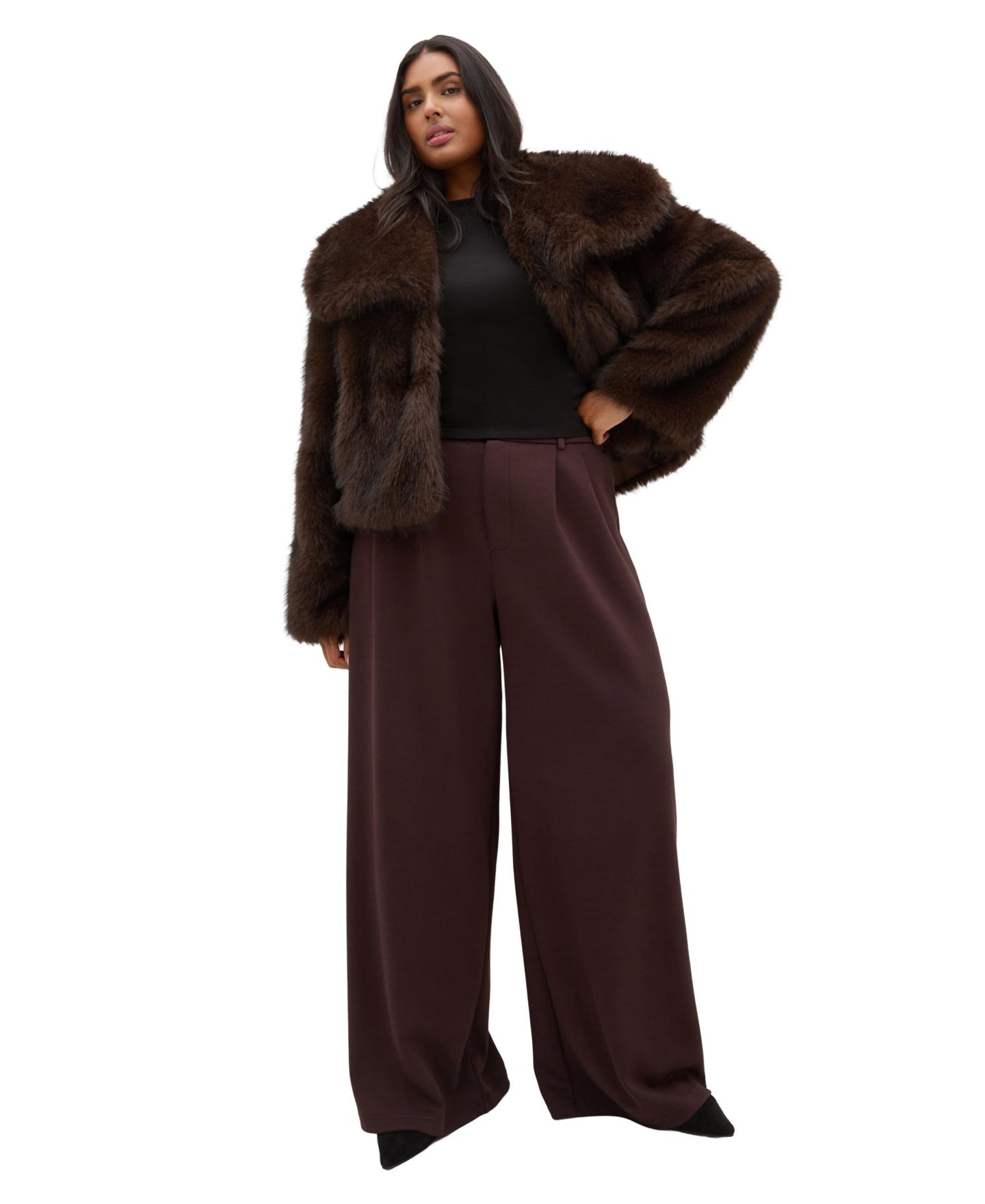 Женская куртка City Chic Faith из искусственного меха, цвет: Тёмно-коричневый — фото 1