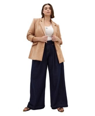 Plus Size Sara Faux Suede Hip-Length Blazer