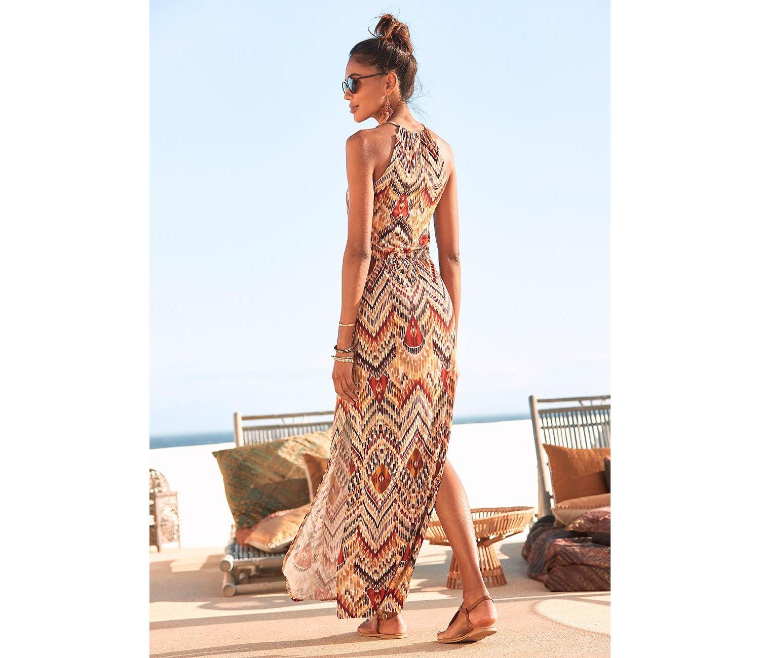 Women's Halter Print Maxi Dress