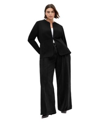 Plus Size Peyton Collarless Stretch-Ponte Jacket