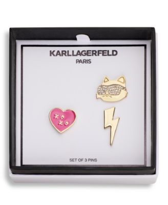 Crystal Gold-Tone Choupette Trio Pin Set